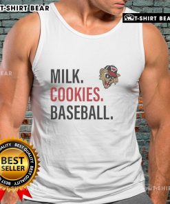 Happy Milk Cookies baseball tank top featuring Washington Wild Things logo, perfect for game day style.