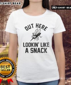 Happy mosquito out here looking like a snack on a ladies tee, perfect for summer outings and casual wear.