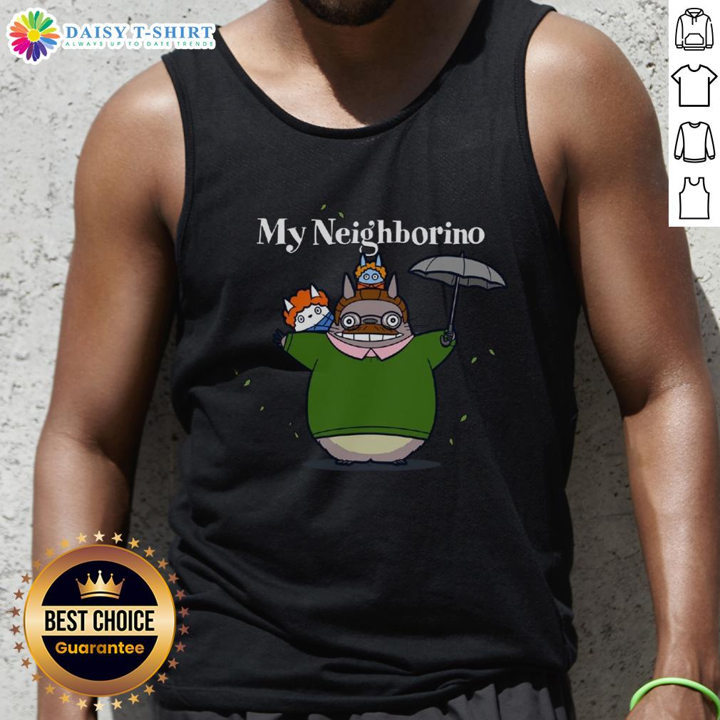 Happy My Neighborino Tank Top Happy My Neighborino tank top featuring vibrant colors and a playful design, perfect for fans of the classic show.