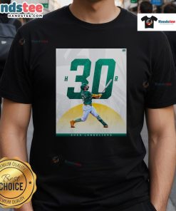 Alt Text: Happy Oakland Athletics Shea Langeliers 30 Homer Season T-Shirt featuring vibrant graphics and team colors.