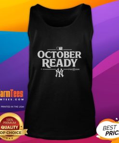 Happy October! New York Yankees 2025 postseason tank top featuring vibrant team colors and logo for fans.