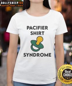 Happy Pacifier Shirt Syndrome Ladies Tee featuring a fun, playful design perfect for casual outings and baby-themed events.