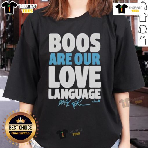 Happy Philadelphia Baseball Phillies Max Kepler Boo's Are Our Love Language Ladies Tee in vibrant colors, perfect for fans.