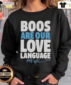 Happy Philadelphia Baseball Phillies sweatshirt featuring Max Kepler with 'Boos Are Our Love Language' slogan.