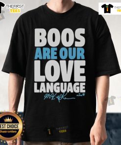 Happy Philadelphia Baseball Phillies Max Kepler T-shirt featuring 'Boos Are Our Love Language' design for fans.