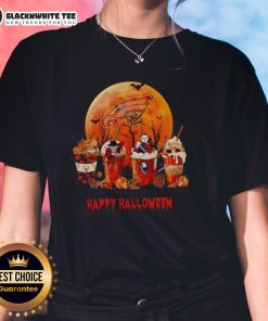Happy Philadelphia Eagles Halloween coffee ladies tee featuring festive designs and team spirit for fans.