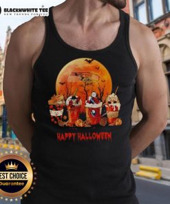 Happy Seattle Seahawks Halloween coffee tank top featuring vibrant team colors and festive design for fans.
