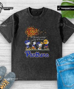 Happy Snoopy and Friends on Pitt Panthers autumn washed t-shirt, celebrating the most wonderful time of the year.