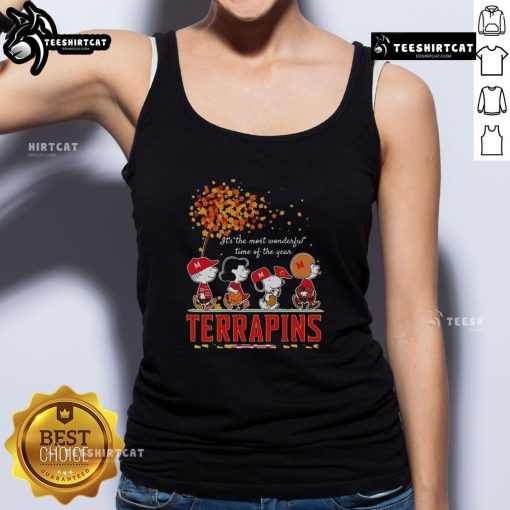 Happy Snoopy and Friends Terrapins sports team in autumn tank top, celebrating the most wonderful time of the year.