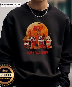 Happy Tampa Bay Buccaneers Halloween coffee sweatshirt featuring festive graphics and team colors for fans.