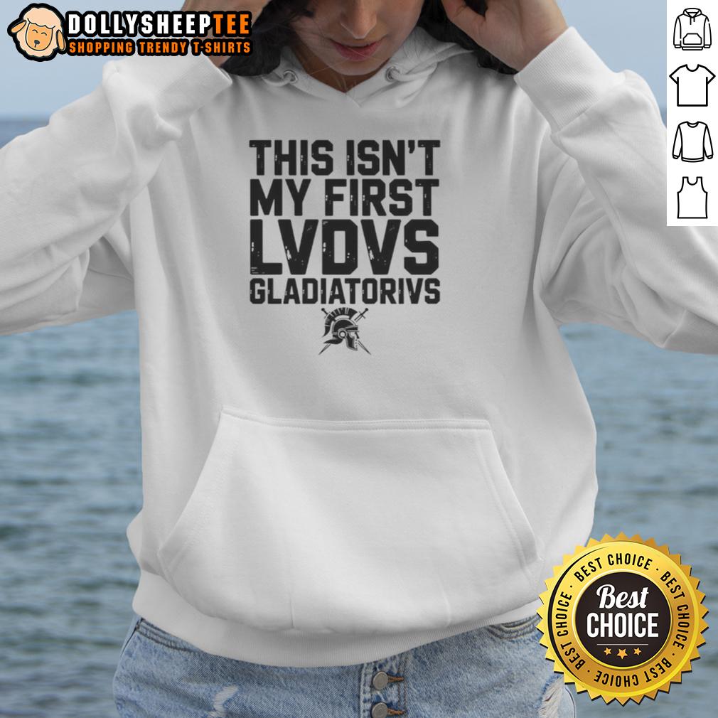 Happy This Isn't My First Ludus Gladiatorius Ancient Roman Gladiator School Hoodie Person wearing a 'Happy This Isn't My First Ludus Gladiatorius' hoodie at an ancient Roman gladiator school.