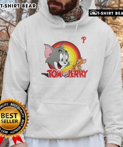 Alt Text: Happy Tom and Jerry X Philadelphia Phillies hoodie featuring vibrant graphics and a cozy design for fans.