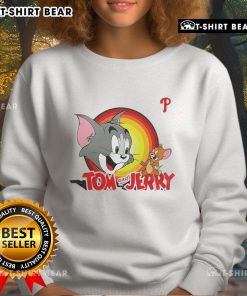 Happy Tom and Jerry X Philadelphia Phillies sweatshirt featuring colorful graphics and cozy design for fans.