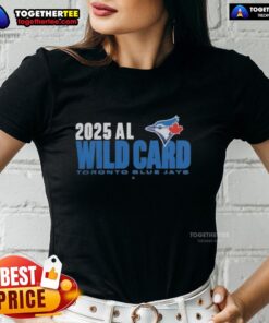 Happy Toronto Blue Jays 2025 MLB Playoffs American League Wild Card ladies tee showcasing team spirit and style.