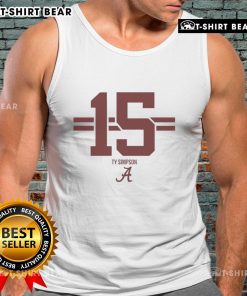 Ty Simpson Alabama Crimson Tide football tank top with stripes, perfect for game day and fan gear.