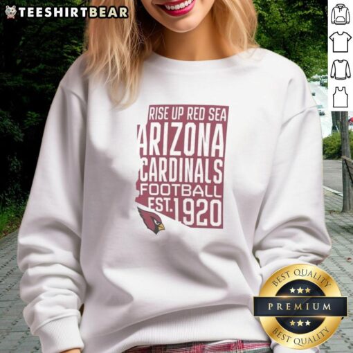 Hot Arizona Cardinals football sweatshirt established 1920, featuring 'Rise Up Red Sea' for dedicated fans.