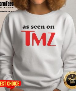 Stylish Hot As Seen On TMZ logo sweatshirt in black, perfect for trendy casual wear and celebrity-inspired fashion.