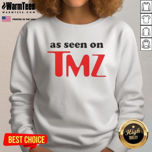 Stylish Hot As Seen On TMZ logo sweatshirt in black, perfect for trendy casual wear and celebrity-inspired fashion.