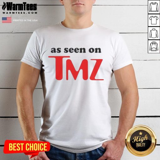 Alt Text: Hot As Seen On TMZ logo T-shirt featuring bold graphics and stylish design, perfect for trendy casual wear.