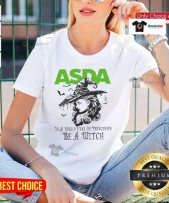 Hot Asda Halloween ladies tee featuring a witch design in a whimsical princess-themed setting.
