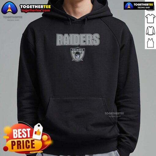 Alt Text: Stylish Hot Black Oakland Raiders Throwback Hoodie featuring vintage logo and comfortable fit, perfect for fans.