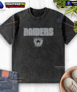 Alt Text: Hot black Oakland Raiders throwback washed T-shirt featuring vintage logo and relaxed fit for fans.