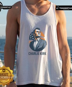 Hot Charlie Kirk in a 3D heroic tank top, showcasing bold design and vibrant colors perfect for casual wear.