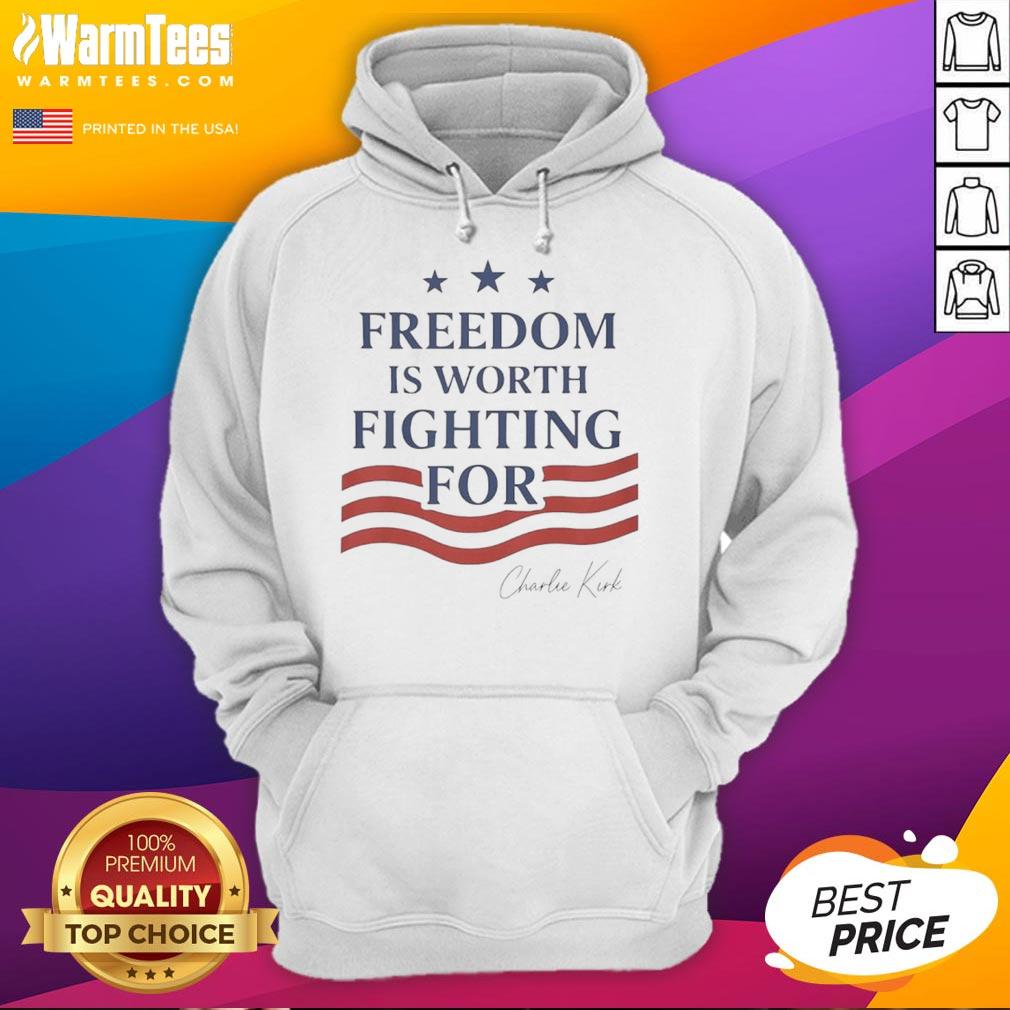 Hot Charlie Kirk Freedom Is Worth Fighting For Hoodie Hot Charlie Kirk Freedom is Worth Fighting For hoodie displayed on a mannequin, emphasizing patriotism and activism.