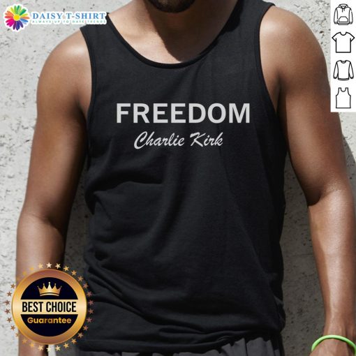 Hot Charlie Kirk Freedom Memorial tank top showcasing patriotic design, perfect for expressing freedom and individual rights.
