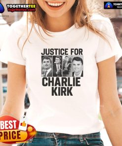Hot Charlie Kirk Memorial RIP Justice for Charlie tribute ladies tee in vibrant colors showcasing heartfelt design.
