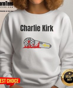 Hot Charlie Kirk Mic Drop Memorial Sweatshirt featuring bold graphics and a comfortable fit, perfect for fans of Charlie Kirk.