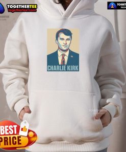 Hot Charlie Kirk poster hoodie featuring bold graphics and vibrant colors, perfect for fans of conservative activism.