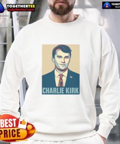 Alt Text: Hot Charlie Kirk poster sweatshirt featuring vibrant colors and bold graphics for stylish political apparel.