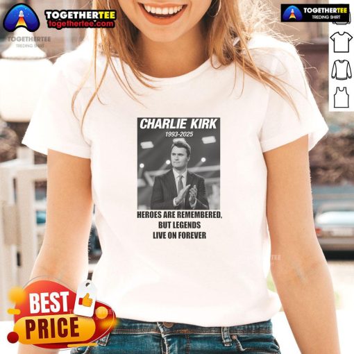 Hot Charlie Kirk Rest In Peace RIP Tribute Memorial MAGA Ladies Tee featuring a patriotic design and heartfelt message.