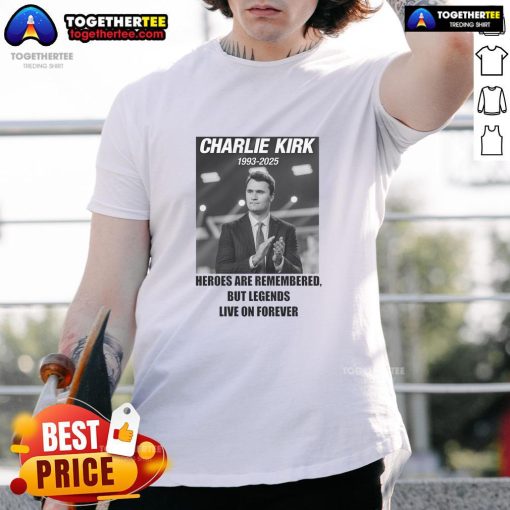Hot Charlie Kirk Rest In Peace RIP tribute memorial MAGA T-shirt featuring bold graphics and patriotic colors.
