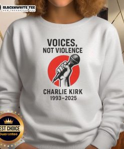 Hot Charlie Kirk Voices Not Violence Make America Great Again sweatshirt in vibrant colors, promoting a positive message.