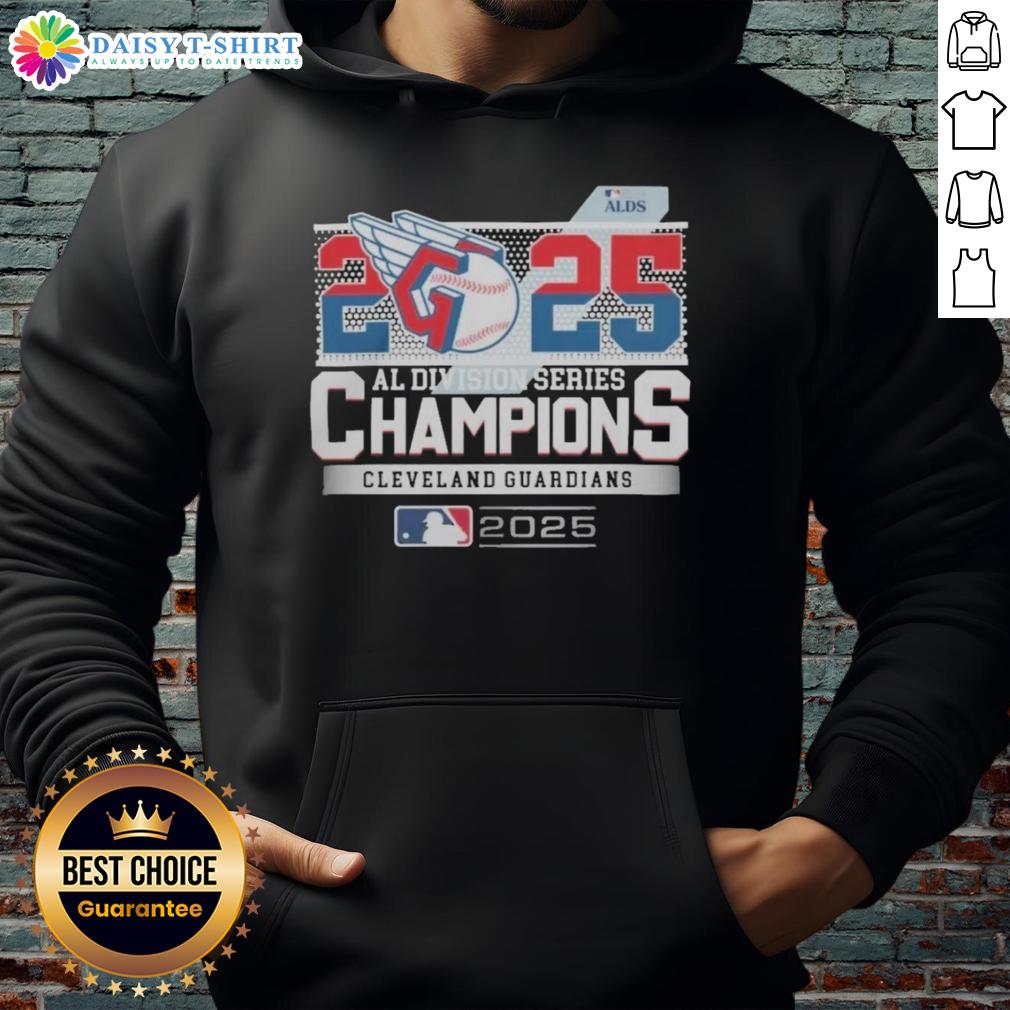 Hot Cleveland Guardians 2025 MLB Postseason AL Division Series Champions Celebration Hoodie Alt Text: Hot Cleveland Guardians 2025 MLB Postseason AL Division Series Champions Celebration Hoodie in team colors.