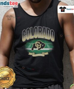 Alt Text: Stylish Hot Colorado Buffaloes Arena Fade Tank Top featuring vibrant team colors and a comfortable fit for fans.