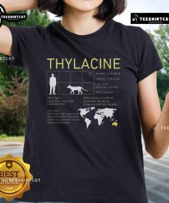 Vintage ladies tee featuring a hot design of the extinct Thylacine, also known as the Tasmanian Tiger.