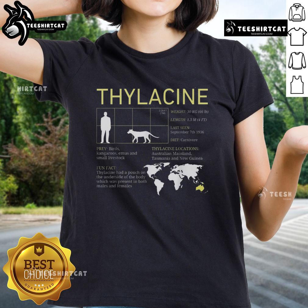 Hot Extinct Thylacine Tasmanian Tiger Vintage Wildlife Ladies Tee Vintage ladies tee featuring a hot design of the extinct Thylacine, also known as the Tasmanian Tiger.