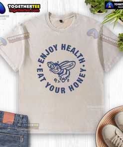 Hot Harry wearing a health-themed 'Eat Your Honey' washed T-shirt, showcasing vibrant colors and a stylish design.