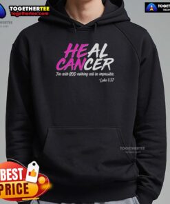 Stylish 'Hot Heal Cancer With God' hoodie featuring bold text, perfect for spreading hope and faith in the fight against cancer.