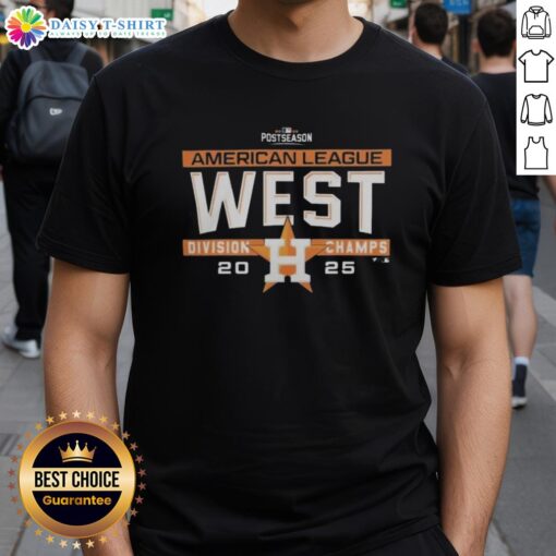 Hot Houston Astros MLB 2025 AL West Division Title locker room team t-shirt showcasing team pride and postseason celebration.
