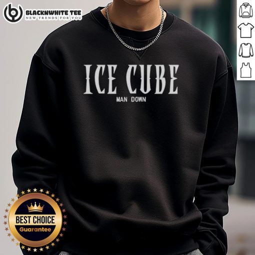 Man wearing a Hot Ice Cube sweatshirt, showcasing a trendy streetwear style with vibrant graphics and a relaxed fit.