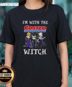 Hot Im With The Costco Wholesale Witch Villains Halloween Ladies Tee featuring a stylish witch graphic for spooky season.