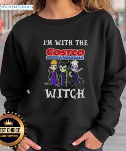 Hot I'm With The Costco Wholesale Witch Villains Halloween Sweatshirt featuring a spooky design perfect for Halloween.