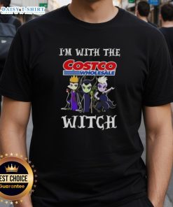 Hot I'M With The Costco Wholesale Witch Villains Halloween T-Shirt featuring a spooky design perfect for Halloween festivities.