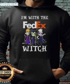 Hot Im With The FedEx Witch Halloween hoodie featuring spooky villain graphics and vibrant colors for festive style.