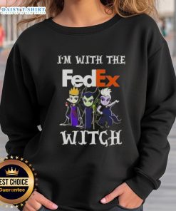 Hot I'm With The FedEx Witch Halloween sweatshirt featuring a spooky design, perfect for Halloween festivities.
