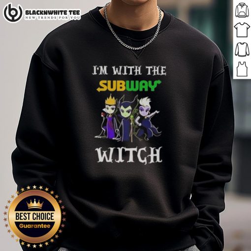Hot I'm With The Subway Witch Villains Halloween Sweatshirt featuring a spooky design perfect for Halloween festivities.